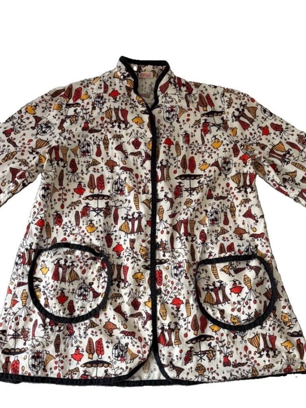 Rare 1940s Vintage Wayne Maid Novelty Print Lightweight Top / Smock Blouse